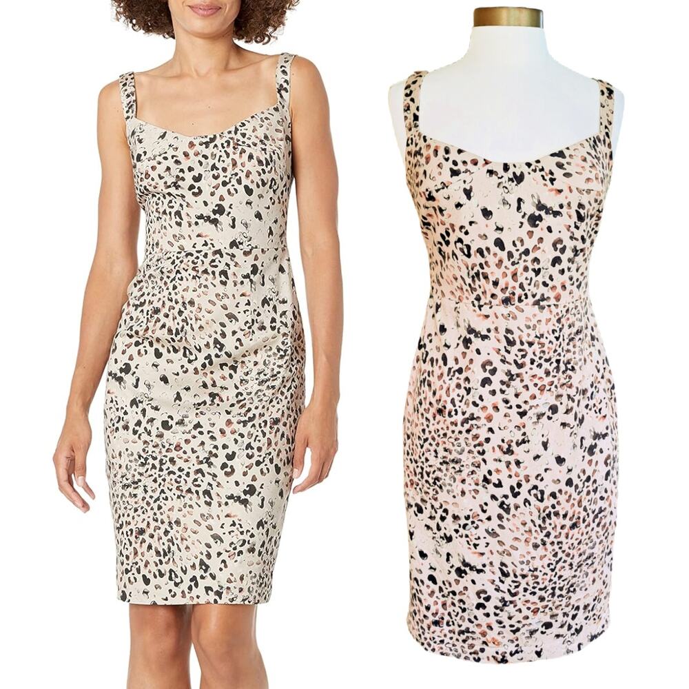 Black Halo Vista Sheath Dress In Cozy Leopard Print Size 6